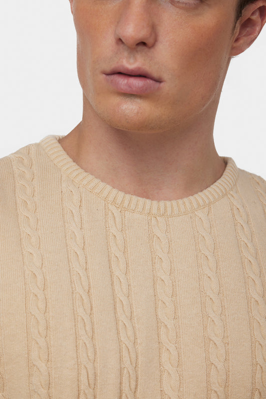 Camel Beige Cable-knit GC Sweater