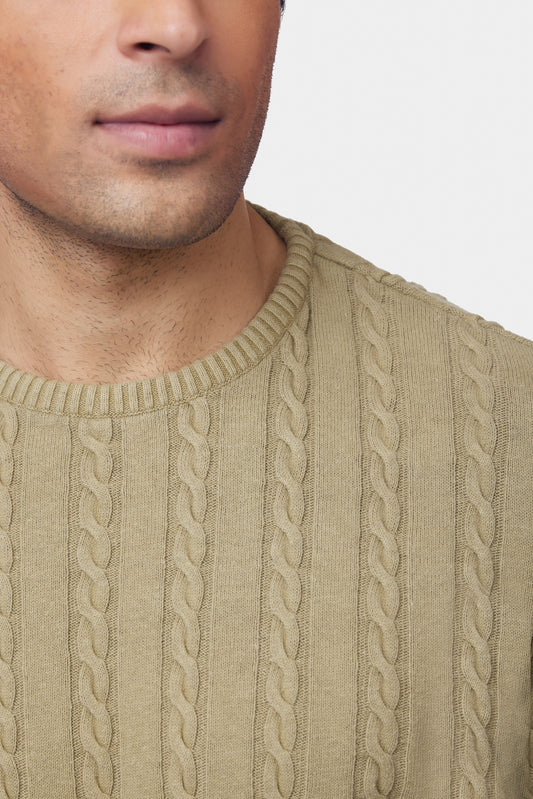 Military Green Cable-knit GC Sweater