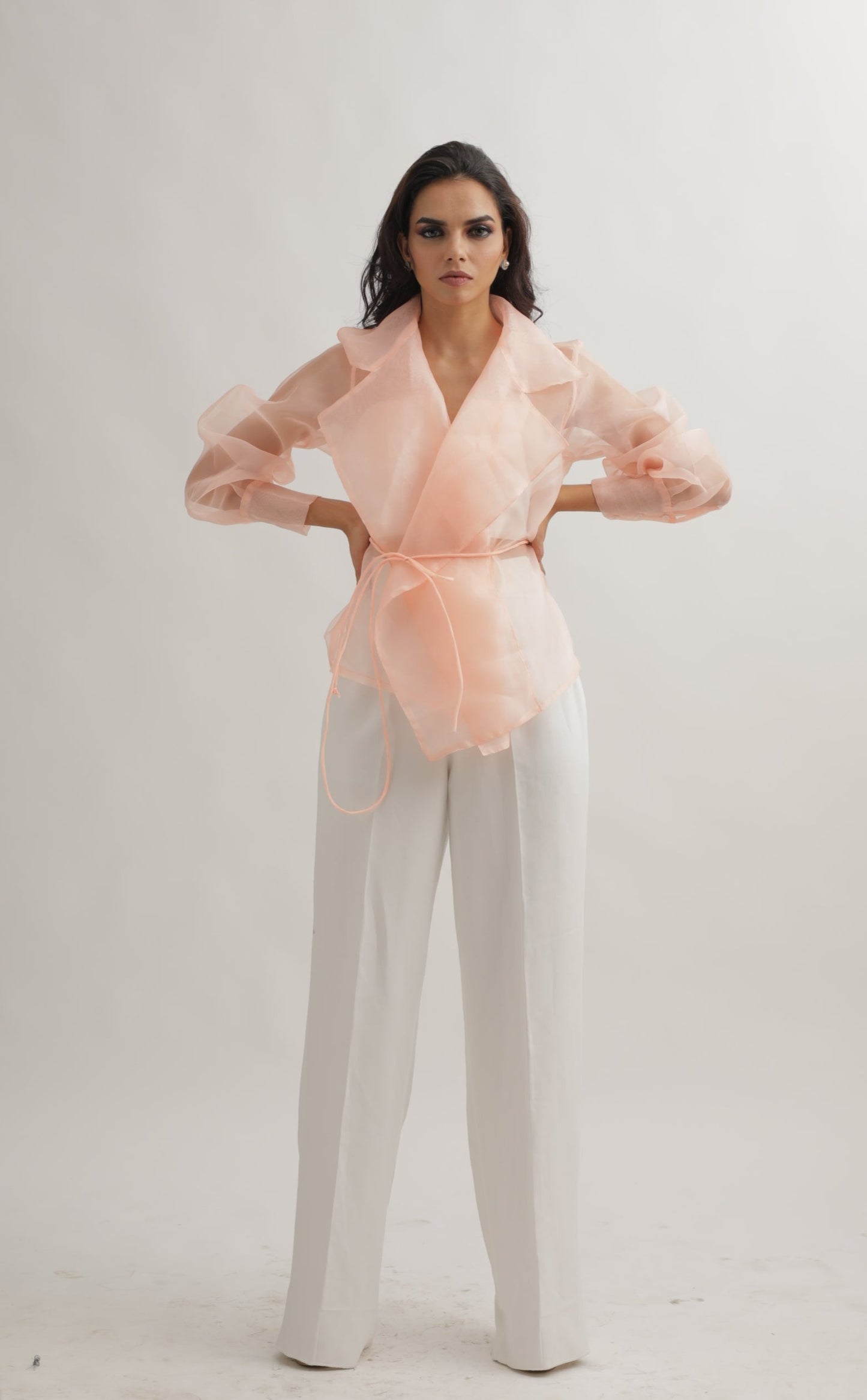 Peachy Dreamy Organza Thrown Jacket