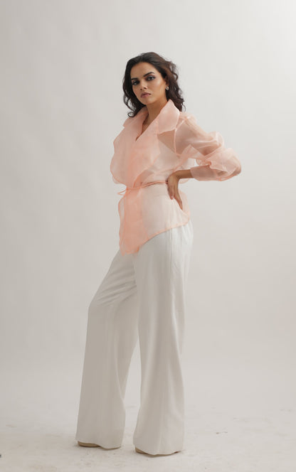 Peachy Dreamy Organza Thrown Jacket