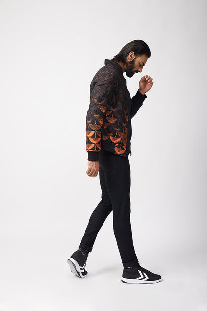 "Orizuru" Embroidered Bomber (ombre Orange)